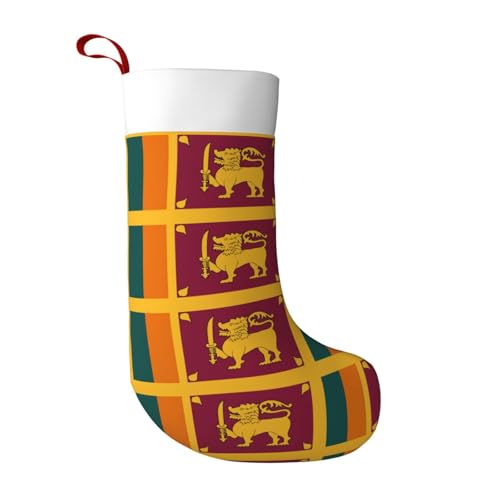 TTIGLHOH Chaussettes de Noël super douces avec motif drapeau du Sri Lanka - Chaussettes de Noël imprimées double face pour décoration de famille