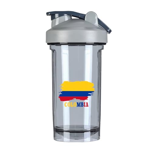 Colombia Map Flag 18 Ounce Shaker Bottle Drink Mixer Leak-proof Pre Workout Protein Shakes Meal Replacement Shakes Bottles 500ML/18 Oz Gray&-3&-3&-3