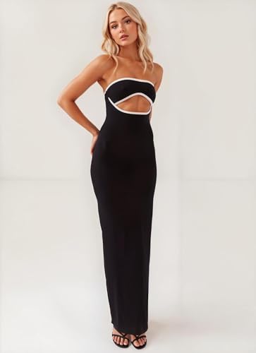 Image of Women's Dress Set, Sexy Knitted Mesh See-Through Lingerie Set, Slim-Fit Party Club Maxi Skirt