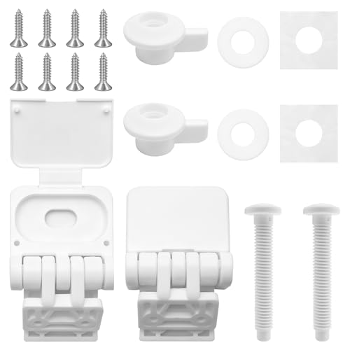 Toilet Seat Hinges Replacement Universal Top Mount Toilet Seat with Hinge Brackets Seat Bolts & Seat Screws Fit for Most Standard Toilet Lids