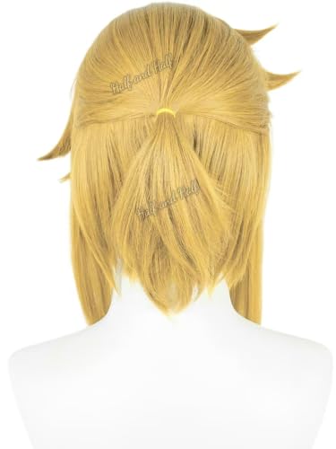 Image of Half and Half Short Blonde Anime Cosplay Wig for Men Golden Spiky Layered Game Male Wig with Bangs for Women Unisex Halloween Party Costumes