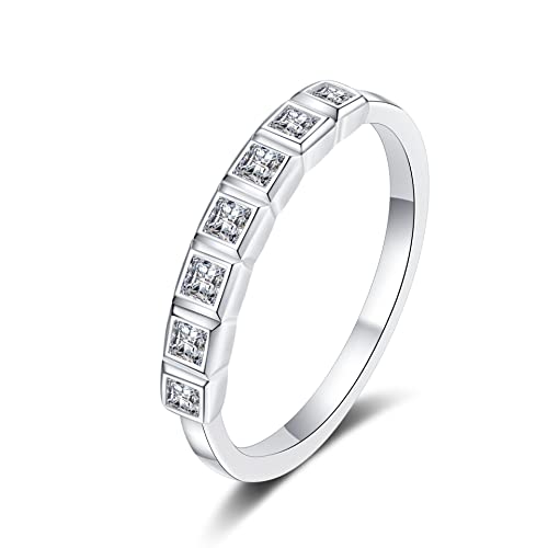 Bague moissanite StarGems anti-ternissement en argent 925 plaqué platine coupe princesse B4462