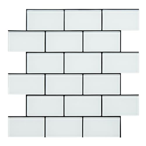 CASAPALACE Peel and Stick Backsplash Glass Tile, White Subway Backsplash