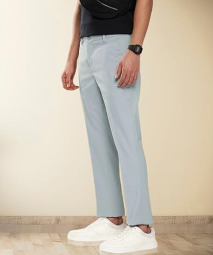 Image of MALENO Slim Fit Ankle Length Cotton Lycra Blend Formal Trouser for Men | Stretchable Ankle Length Formal Pant for Men