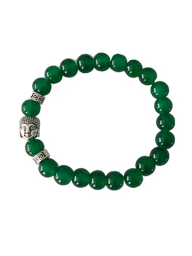 Image of Secret for Longevity Dark Green Chinese Synth Jade Jadeite Buddha Zen Buddhist Prayer 8mm Beads Mens Womens Stretch Good Luck Yoga Bracelet
