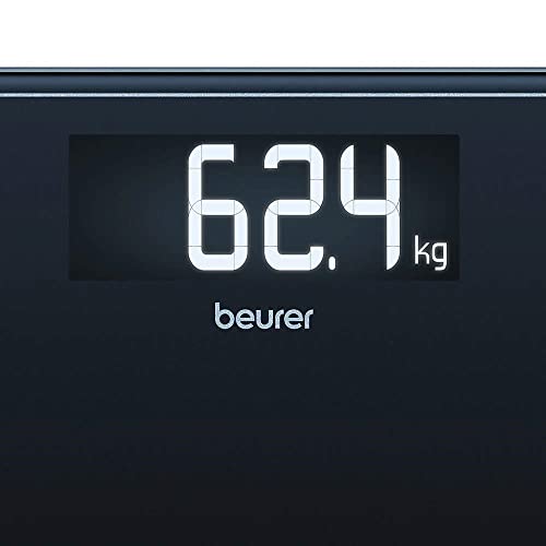 Beurer Gs400 Signature Line Glass Bathroom Scale - Black | Larger Standing Area | Made From Safety Glass For A Robust And Stylish Finish | Xl Digital Display | 200Kg Weight Capacity #TOP4