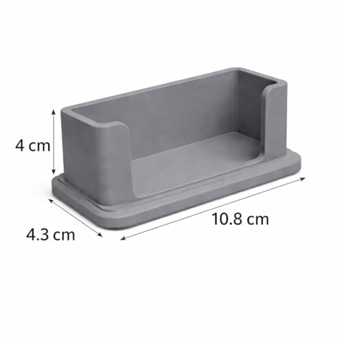 Image of Modern Minimalist Visiting Card Holder for Desk - Premium Plastic Business Card Stand, Office Table Card Organizer for Professionals, Reception, Home Office (Grey)