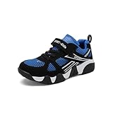 [FKHK] 男の子 スニーカー 白 黒 子供靴 キッズ スポーツシューズ ジュニア カジュアルシューズ おしゃれ 軽量 通気 防滑 メッシュ マジックテープ 運動靴 柔軟 通学履き 滑り止め 誕生日 プレゼント 幅広 夏 18.5-25cm (ブルー/シングルメッシュ, キッズ, 25.0 cm, 数値, 日本の靴のサイズ寸法)