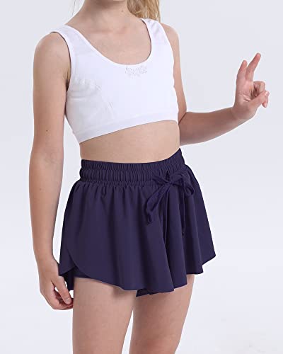 KEREDA Girls Flowy Shorts,Butterfly Shorts for Teen Girls with Spandex Liner 2-in-1 for Running,Gym,Athletic,Workout1/2/3Pack4