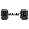 Signature Fitness Rubber Encased Hex Dumbbell, 15LB Pair, Black