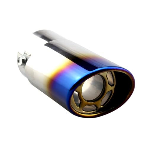 tpnidaii 車外用品 ストレート式 マフラー カッター 排気管 エキゾーストチップ マフラー パイプ テールパイプ径38-53mm適応 口径2.5インチ 斜めカット 外装 パーツ ドレスアップ カスタム ステンレス製 (ブルー)