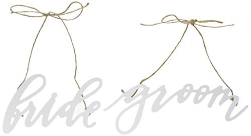 Darice Victoria Lynn Script White Bride and Groom Chair Signs, 2 Piece