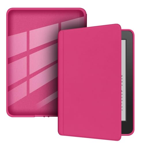 Funda Snap-On de Cierre con Activación/Reposo Automático para Kindle 11ª/12ª Generación 6' (Lanzamiento 2022/2024) - Cubierta Trasera Transparente Frambuesa