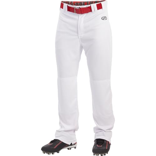 Rawlings mens LAUNCH Series Baseball Pants | Full Length Semi-Relaxed Fit | Adult Sizes | Solid | Multiple Options White, Medium - image 2