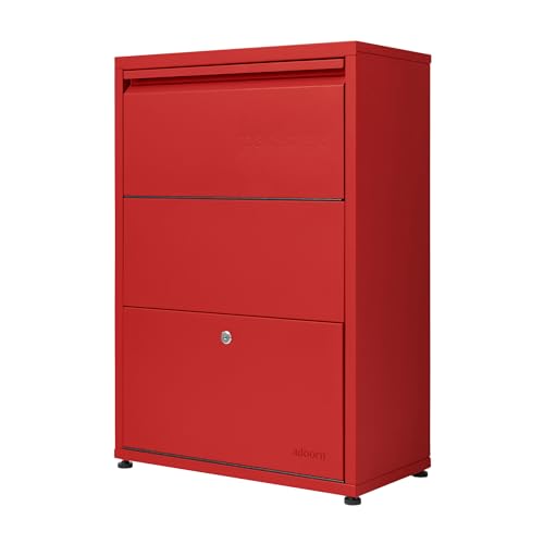Image of adoorn Package Delivery Boxes for Outside - Small Anti-Theft Secure Package Box - Free Standing Parcel Drop Box - Weatherproof Construction - Durable Steel - 29.5 inch H x 20.5 inch W x 10.5 inch D - Red