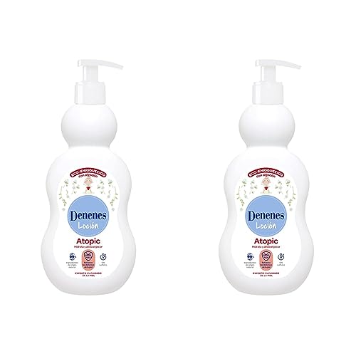 Denenes Atopic - Loción Hidratante con Algodón Ecológico, Hidrata y Alivia, Sin Sulfatos, Apto para Pieles Sensibles y Atópicas, con 99% de Ingredientes de Origen Natural - 400 ml (Paquete de 2)