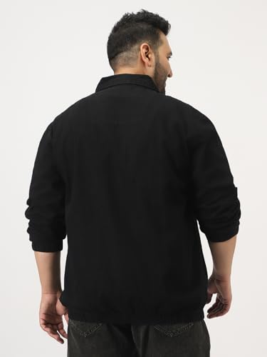 Image of Urbano Plus Men's Relaxed Fit Full Sleeve Harrington Denim Jacket