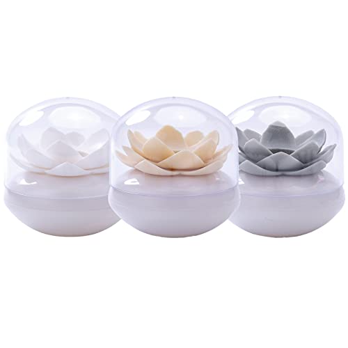 Koomiao 3Pcs Boite à Coton-Tige, Porte-Qtip en Plastique Forme de Lotus Distributeur Coton Tige avec Couvercle Support de Coton-Tige Pot de Coton-Tige Salle de Bain