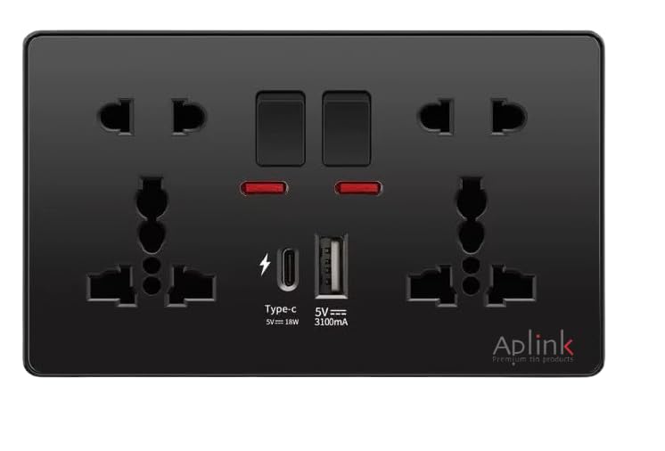 AplinK® BLACK-18W Wall Socket Type C 20W & 3.6A Wall Socket Charger with USB Type C & Type A Ports, USB Charger for iPhone/iPad/Samsung/LG/HTC/Android Devices-image-4