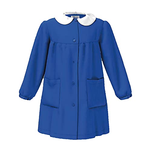 siggi Grembiule Scuola ELEMENTARE Bambino e Bambina Senza Ricamo in Cotone con Bottoni O Zip nei Colori Bianco E Bluette - Linea Happy School (Bluette(no ricamo) 2888, 10 anni)