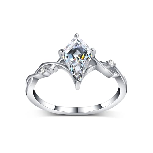 Kite Cut Moissanite Rings for Women, 18K 14K 10K Solid Gold Kite-Cut Moissanite Bridal Ring Sets, Moissanite Engagement Promise Rings Wedding Band Jewelry Gift for Women Her Size 4-122