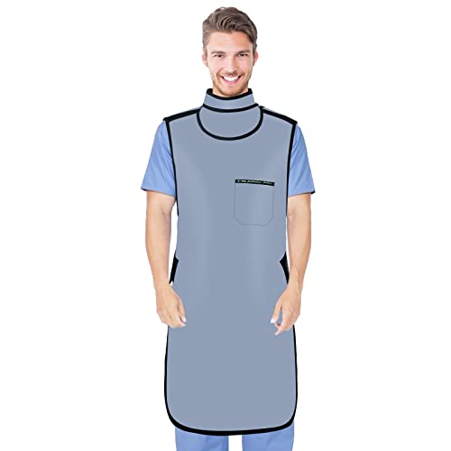 Lead Apron for X-Rays - 0.5mmPb Lead Apron with Thyroid Shield Lightweight Dental Lab Apron for Hospitals Labs Nursing Homes Grey