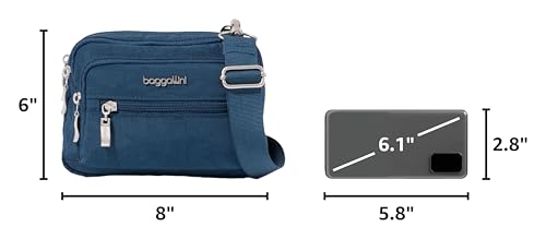 Image of Baggallini Triple Zip Small Crossbody Bag for Women - Lightweight Convertible Fanny Pack Belt Bag