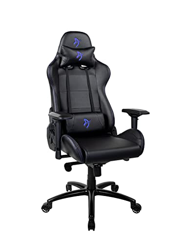 Arozzi Verona Signature Premium Pu Ergonomic Computer Gaming Chair Office Chair With Recliner Swivel Tilt Rocker 4D Armrests And Neck And Lumbar Pillows - Black With Blue Accents #TOP2
