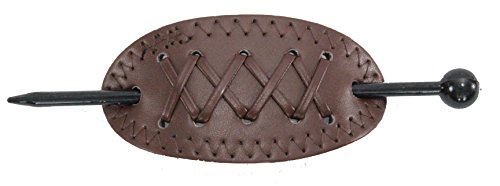Violet & Virtue Women's Faux Leather Criss-Cross Stitch Slide Barrette Hair Pin, One Size (Brown)
