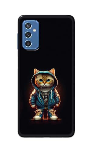 Image of PRINTFIDAA Printed Hard Back Cover Case for Samsung Galaxy M52 5G Back Cover (Hipster Cat) -112
