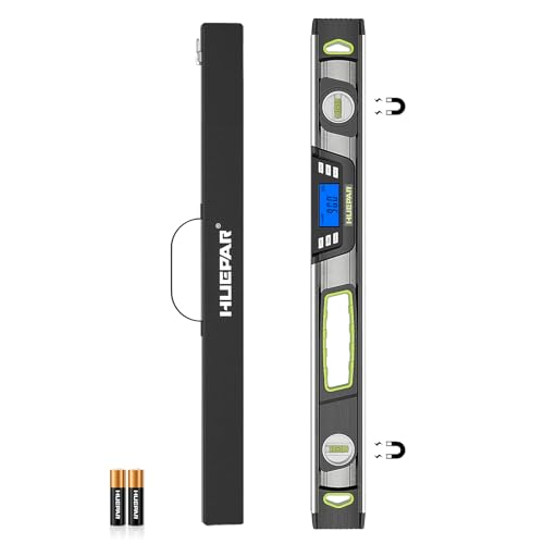 Image of Huepar 48-Inch Digital Level, Professional Smart Precision Torpedo Level Tool, Bright LCD Display, Audible Alerts, Magnetic Bottom, IP54 Dust Water Resistant, with Carrying Case