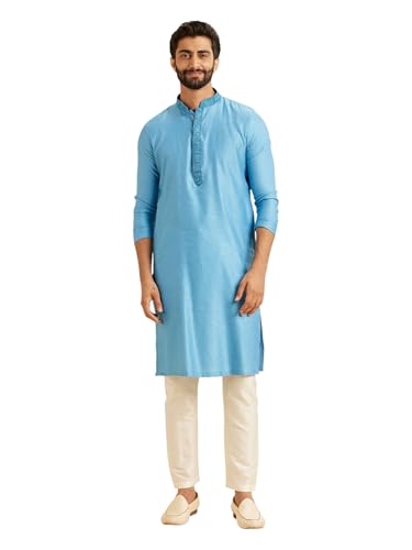 Image of Manyavar Men's Viscose Blend Self-Design Kurta Pyjama Set (2pcs)