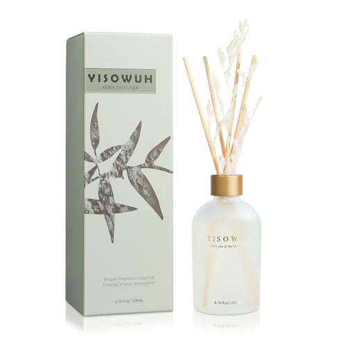 YISOWUH Ambientadores de hogar - difusor de Aromas - Jazmín Blanco 200 ml Difusor de aceites Esenciales con 8 Varillas, Fragancia Duradera para el hogar
