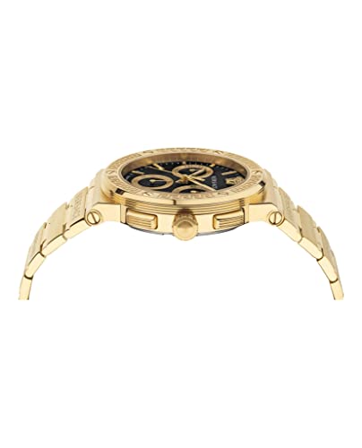 Versace Greca Logo Chrono Collection Luxury Mens Watch Timepieces with a Gold Bracelet Featuring a IP Yellow Gold Case and a Black Dial2