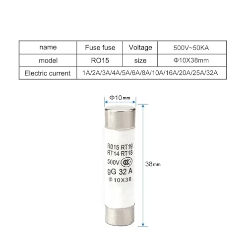 Fusibili A Cartuccia Con Tubo In Ceramica, Fusibile Di Rete Domestico In Ceramica 10x38mm 500V 1A-32A RO15 RT19 RT14 RT18 Confezione Rapida Da 10(32a)