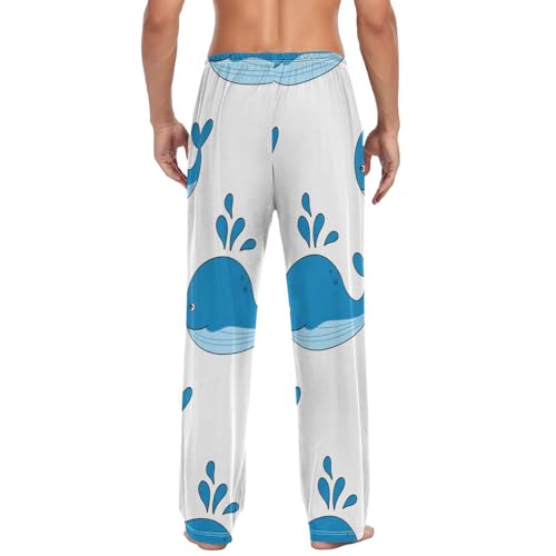 Men's Pajama Pants Cartoon Whales Sleep Pajama Lounge Pant with Pockets, Elastic Waistband2