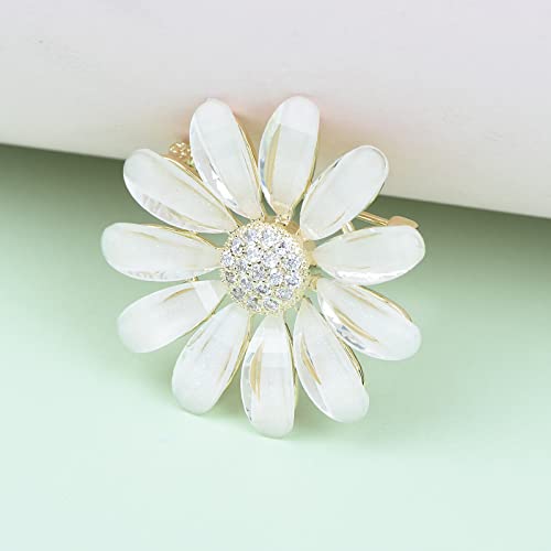 Image of Daisy Boutonniere Flower Lapel Pin Brooch Breastpin Sunflower Tie Pins Tie Tack Pins for Women Hat Jacket Suit