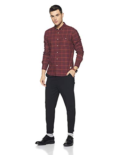 Image of Flying Machine Men's Solid Slim Fit Casual Shirt (FMSH8516 Wine Small)