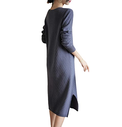 Robe d'hiver en laine tricotée col en V pour ne plus subir le froid