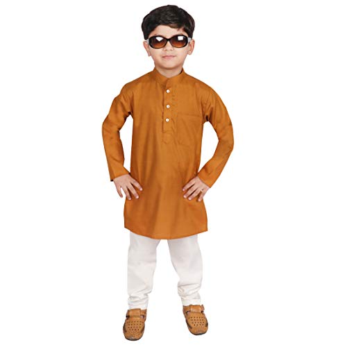 Image of SG YUVRAJ Raw Silk Kurta Set for Boys