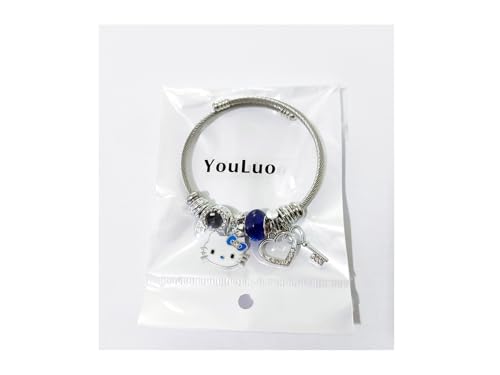 Image of YouLuo Cute Necklace Charm Bracelet Set,Personalized Jewelry Gift for Women | Cute Charm Bracelet, Adjustable Stainless Steel Bracelet, Anime Cartoon Accessories Bracelets for Women Gift and Friendship