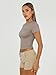 Trendy Queen Womens Short Sleeve T Shirts Summer 2026 Crop Tops Basic Slim Fit Gym Workout Y2k Clothes Taupe M