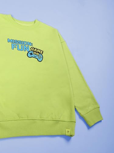Image of KiddoPanti Boys Solid Round Neck Full Sleeve Fleece Sweatshirt | 60% Cotton 40% Polyester | Soft Warm Winter Pullover | Ribbed Cuffs & Hem | Casual Winter Sweatshirt for Kids