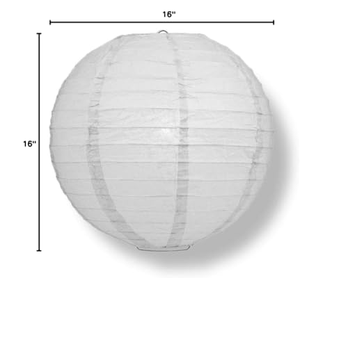 Image of Quasimoon PaperLanternStore Decorative Paper Lantern - (Single, 16-Inch, Gray /Grey, Even Ribbing) Round Paper Lantern - Ideal Wedding and Party Decor or Home Accent, Lighting Optional