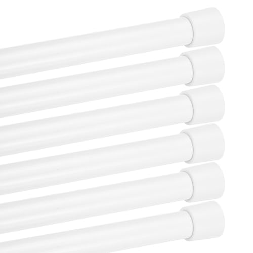 uxcell 6 Pcs White Tension Curtain Rod 32 to 59'', 0.6'' Dia Adjustable