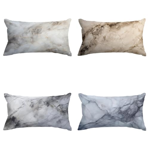 CEVAN Rectangulaire Housse Coussin Fille Taie d'oreiller Deco Soie Motif Marbré Lotde4, Housse Coussin Graphique Taie d'oreiller Anti Poil Personnalisation...