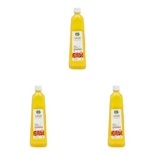 Image of S Siddhagiri's SATVYK THE HEALTH re STORE Wood Pressed Groundnut Oil - (500ml) - | Wooden Ghani | Kachi Ghani Peanut Oil | Unrefined Cooking Oil |Groundnut Oil for Cooking (Pack of 3)