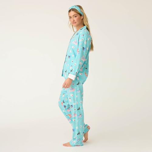 PJ Salvage Women's Flannel Long-Sleeve Top, Pant and Headband 3-Piece Pajama Set3