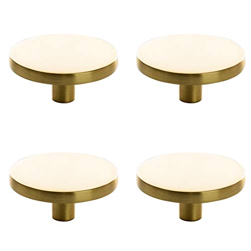 BINO 4-Pack Cabinet Knobs - 1.7 Diameter (43mm), Brass - Dresser Knobs for Dresser Drawer Knobs and Pulls Knobs and Pulls Handles