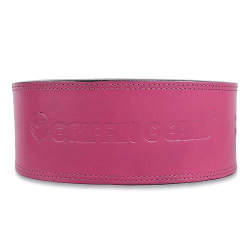 Image of 10MM Lever Gym Belt for Men & Women | 100% Full Grain Genuine Leather Powerlifting Belt | IPF Standard Weight Lifting Belt | Pink Belt with White Buckle | Size Medium